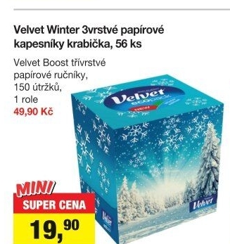 Papírové kapesníčky 3vrstvé Velvet - box