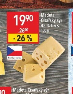 Madeta Císařský sýr 45 % t. v s.