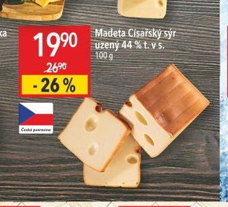 Madeta Císařský sýr uzený 44 % t. v s.