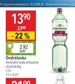 Ondrášovka minerální voda ochucená různé druhy 1,5 l
