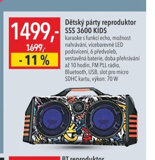 Dětský párty reproduktor SSS 3600 KIDS