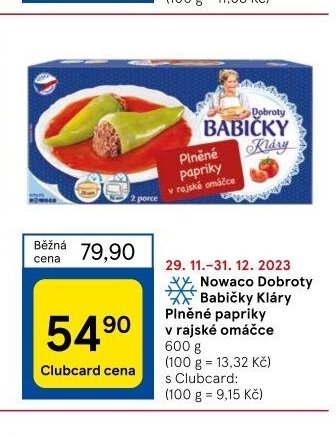 Nowaco Dobroty Babičky Kláry Plněné papriky v rajské omáčce