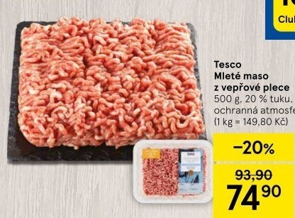 Maso mleté vepřové Tesco