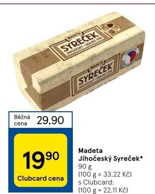Sýr Syreček Jihočeský Madeta