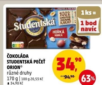 Čokoláda Studentská pečeť Orion
