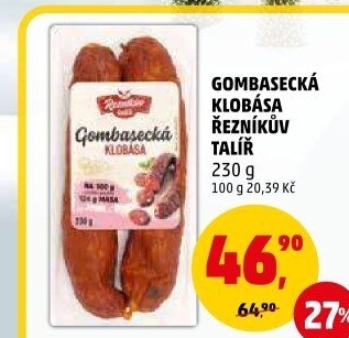 Gombasecká klobása Řezníkův talíř