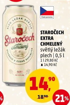 Pivo světlý ležák Extra chmelená 12° Staropramen