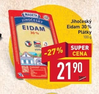 Jihočeský Eidam 30% Plátky