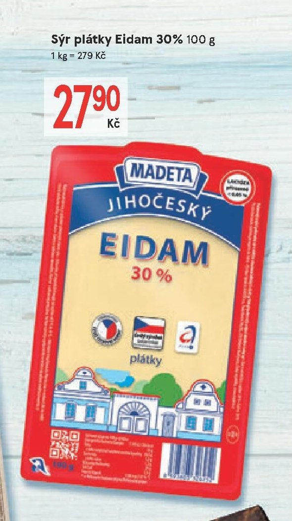 Sýr plátky Eidam 30% 100 g