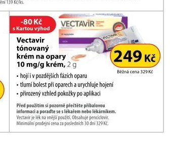Vectavir tónovaný krém na opary, 10 mg/g krém, 2 g