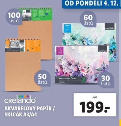 Cralando akvarelový papír / skicák A3/A4