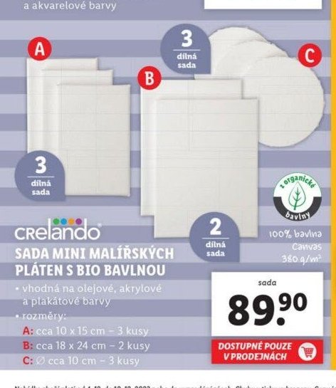 Cralando sada mini malířských pláten s bio bavlnou