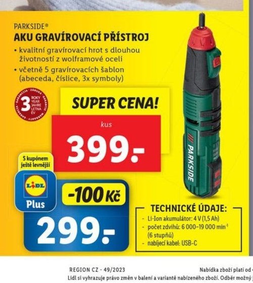 Parkside aku gravírovací přístroj