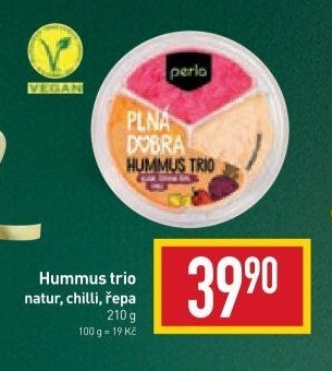 Hummus trio natur, chilli, řepa