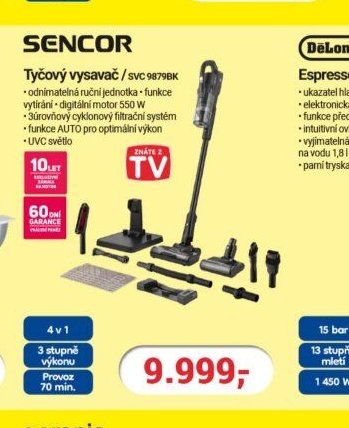 SENCOR Tyčový vysavač SVC 9879BK