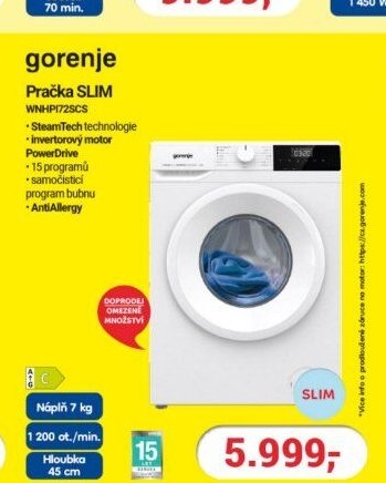 gorenje Pračka SLIM WNHPI72SCS