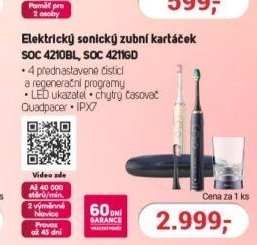Elektrický sonický zubní kartáček SOC 4210BL, SOC 4211GD