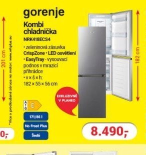 Gorenje Kombi chladnička NRK418ECS4
