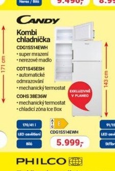 Candy Kombi chladnička CDG1S514EWH