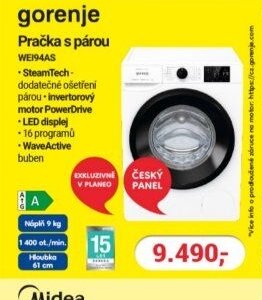 GORENJE Pračka s párou WEI94AS
