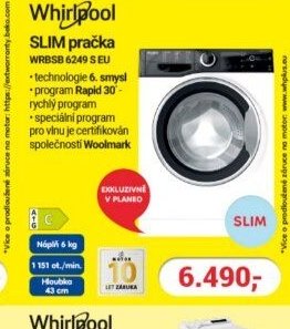 WHIRLPOOL SLIM pračka WRBSB 6249 S EU