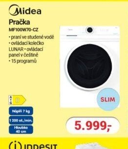 MIDEA Pračka MF100W70-CZ