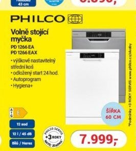 PHILCO Volně stojící myčka PD 1266 EA, PD 1266 EAX