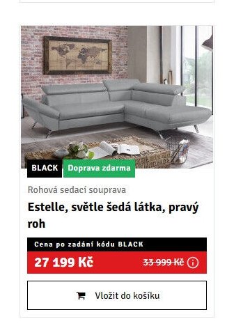Rohová sedací souprava Estelle, světle šedá látka, pravý roh - ASKO akcniletaky.com
