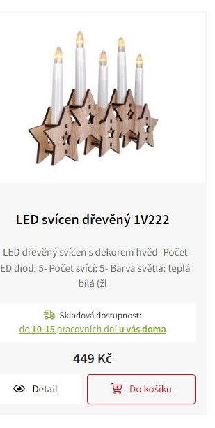 LED svícen dřevěný 1V222