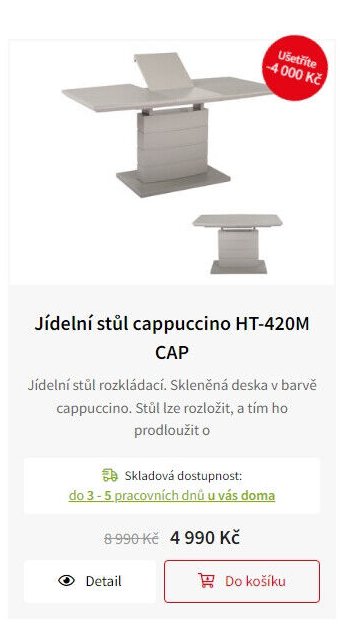Jídelní stůl cappuccino HT-420M CAP
