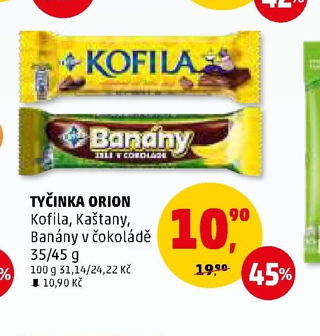Tyčinka Orion Kofila, Kaštany, Banány v čokoládě
