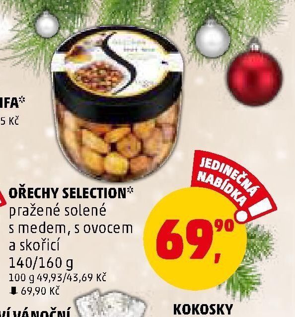 OŘECHY SELECTION pražené solené s medem, s ovocem a skořicí