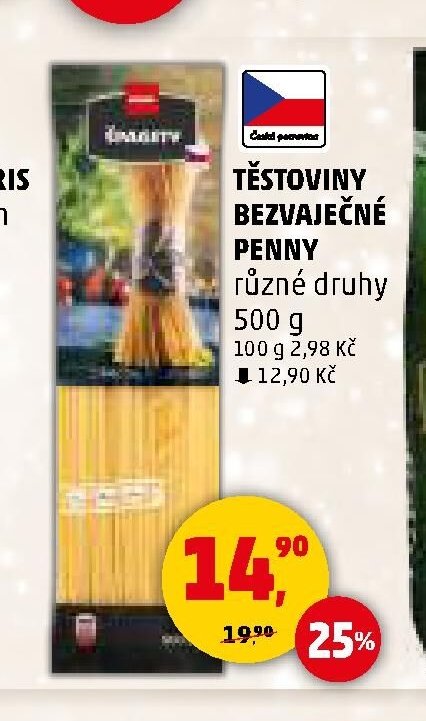 TĚSTOVINY BEZVAJEČNÉ PENNY různé druhy 500 g
