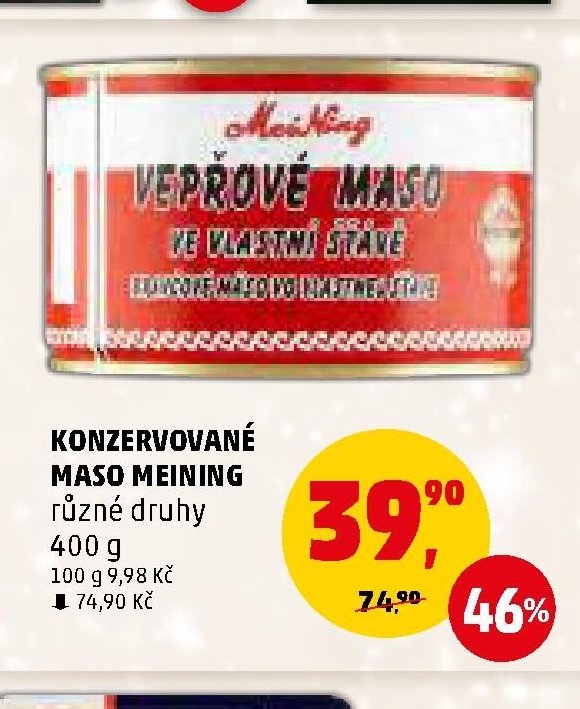 KONZERVOVANÉ MASO MEINING různé druhy 400 g