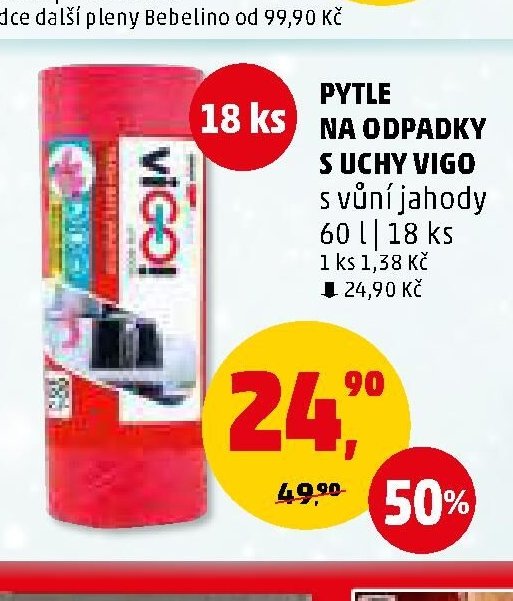 PYTLE NA ODPADKY S UCHY VIGO s vůní jahody 60 l | 18 ks