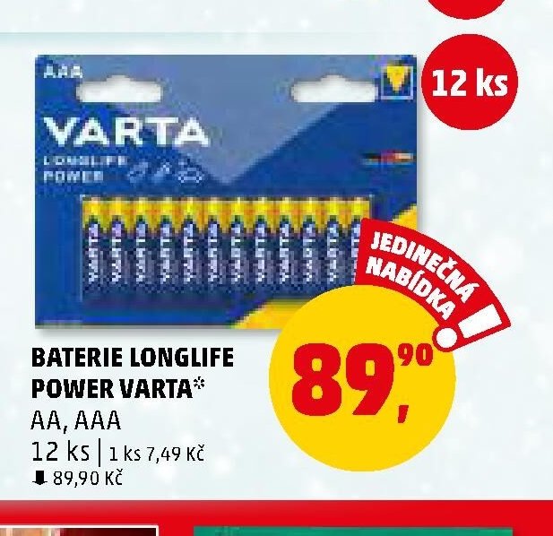 BATERIE LONGLIFE POWER VARTA AA, AAA 12 ks