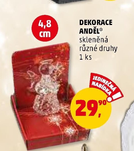 DEKORACE ANDĚL* skleněná různé druhy 1 ks