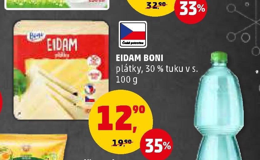 Eidam Boni plátky, 30 % tuku v s. 100 g