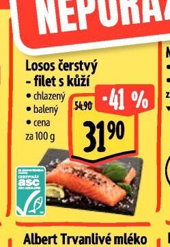 Losos čerstvý - filet s kůží