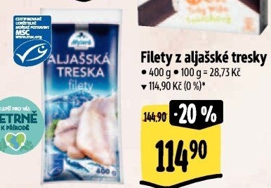 Aljašská treska filety mražená Mylord