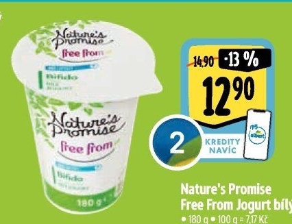 Bílý jogurt bez laktózy Free From Nature'