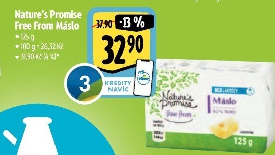 Máslo bez laktózy Free From Nature'