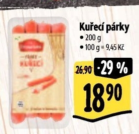 Párky kuřecí Albertovo uzenářství