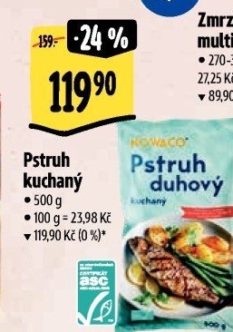 Pstruh kuchaný mražený Nowaco