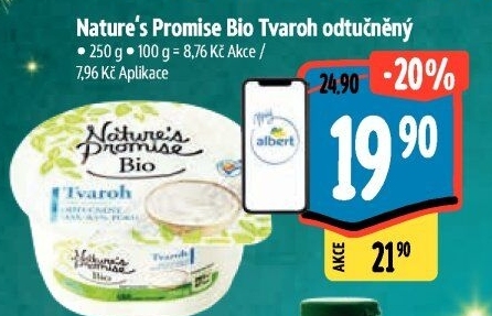 Tvaroh odtučněný bio Nature'