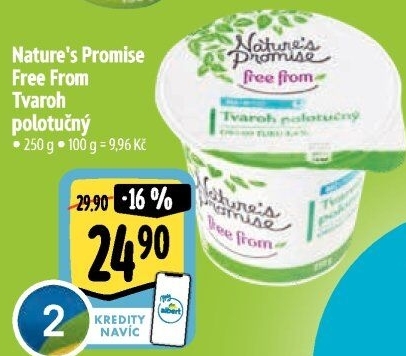 Tvaroh polotučný Free From Nature'