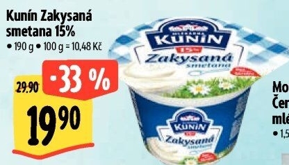Zakysaná smetana Mlékárna Kunín 15%