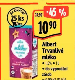 Mléko trvanlivé Albert - 1,5% polotučné