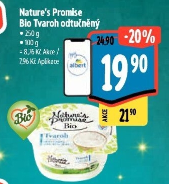 Tvaroh odtučněný bio Nature'