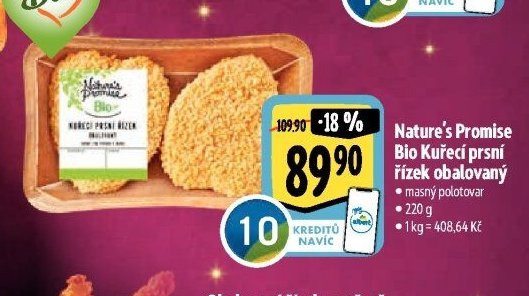 Nature's Promise Bio Kuřecí prsní řízek obalovaný